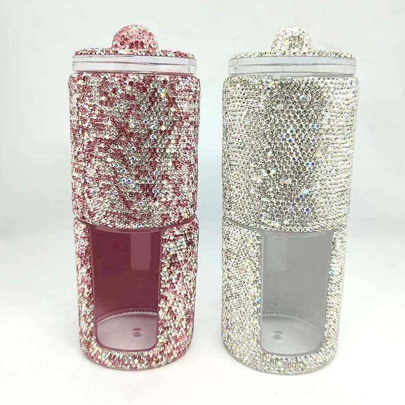 二合一双层圆形棉签盒卸妆棉收纳盒套装镶钻桌面化妆棉收纳盒,纺织面料/辅料/配套,纺织机械配件,淘宝优惠券,粉丝福利购,淘宝优惠卷