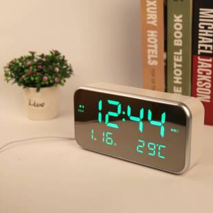 创意时尚音乐LED夜光电子闹钟大屏数字显示镜面电子钟