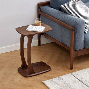 北美黑胡桃木边几角几床边桌沙发边茶台北欧风实木可移动小茶几