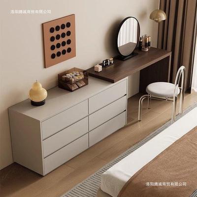 意式极简梳妆台储物柜一体卧室轻奢小型化妆桌床尾收纳柜斗柜