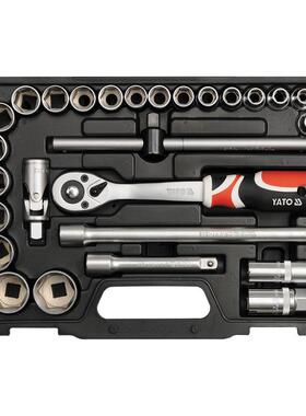 易尔拓1/2DR铬钒钢27件套套筒扳手组套机修套装YT-3875