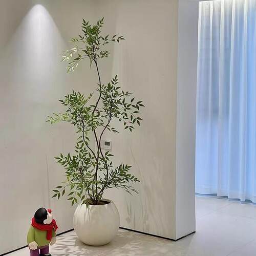 南天竹仿真绿植室内客厅仿生假树高端轻奢花大型落地盆栽