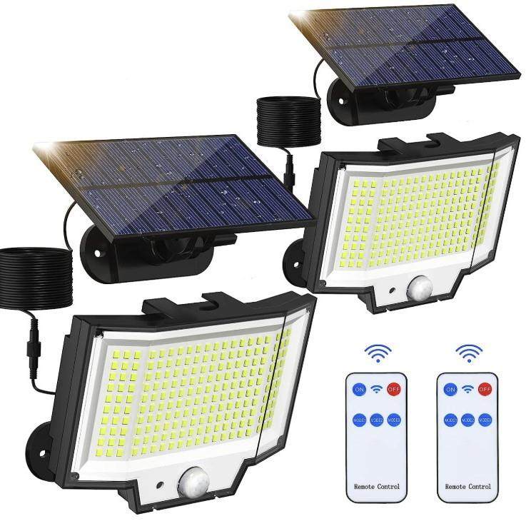 太阳能分体壁灯200LED三折面人体感应高亮三模式灯