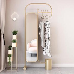 网红穿衣服试衣镜子落地全身带衣帽挂衣架一体轻奢家用卧室