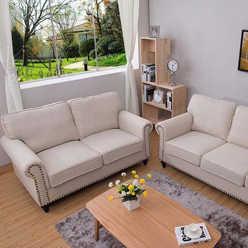 北欧棉麻布艺沙发简约实木小户型客厅家具1+2+3组合套装沙发