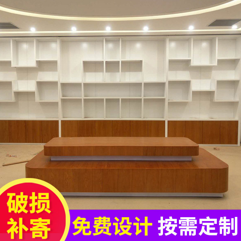 厂家供应公司展厅展柜设计制作 高密度板公司前台柜台