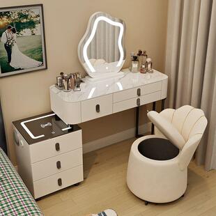 全实木梳妆台卧室现代简约化妆台智能化妆桌收纳斗柜一体非密度板
