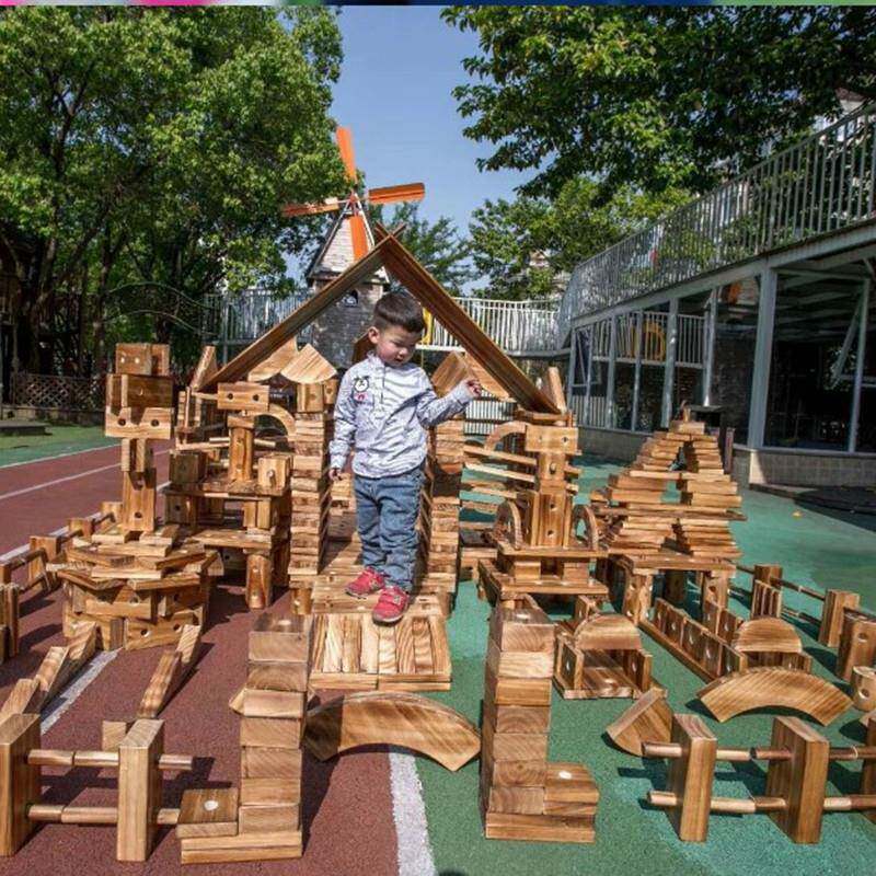 幼儿园碳化积木儿童户外安吉游戏超大型实木建构防腐碳烧积木玩具