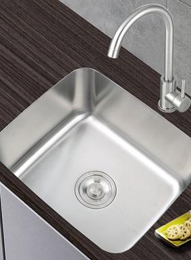 34不洗锈钢42X36X23水槽单0槽套餐厨房洗菜盆小号洗手碗池阳台下