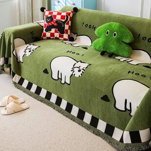 2025新款沙盖布四季发通用沙巾一卡通小狗整张组合沙发全发沙发套