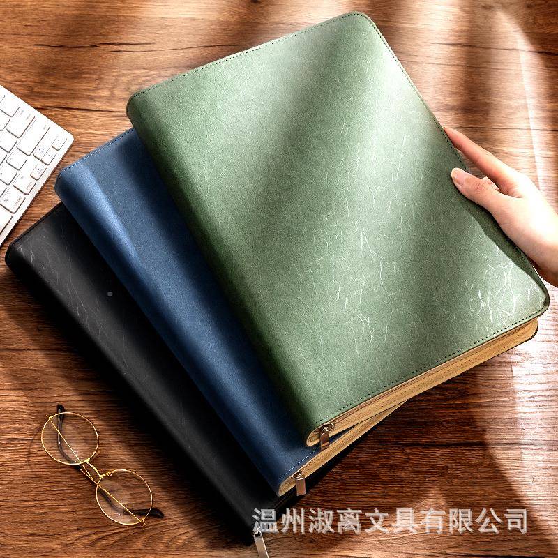 a4公夹多功能文件皮质商拉链包【务谈客拉链包办谈单夹活页经理夹