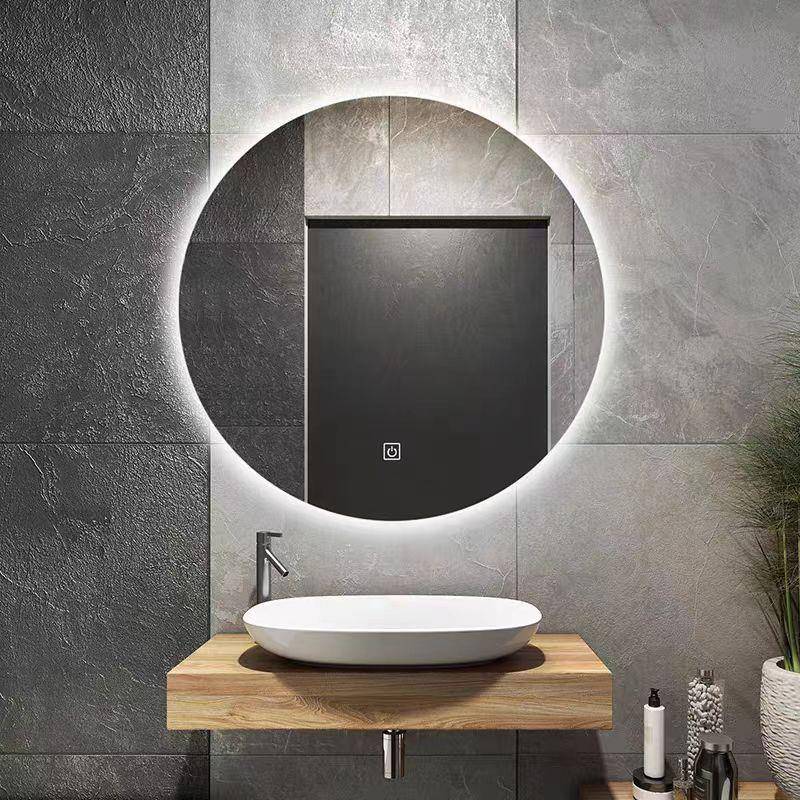 圆形智能浴室镜子749除店工程雾镜触摸屏酒挂式家用卫生间壁带灯