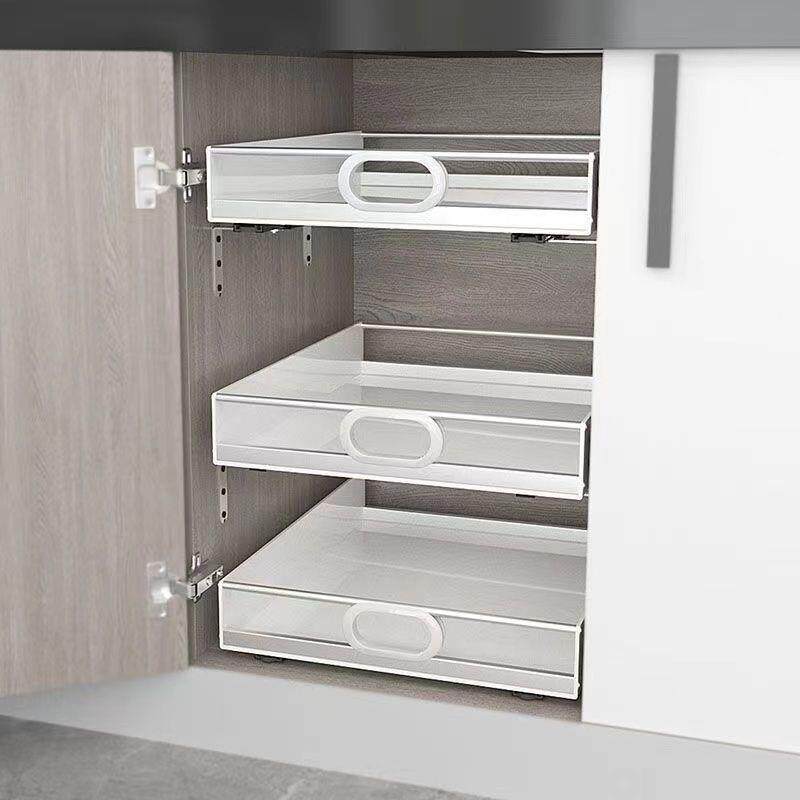 厨房柜抽屉拉篮抽拉式屉收纳抽盒不橱锈带轨道948伸缩滑钢轨夹缝