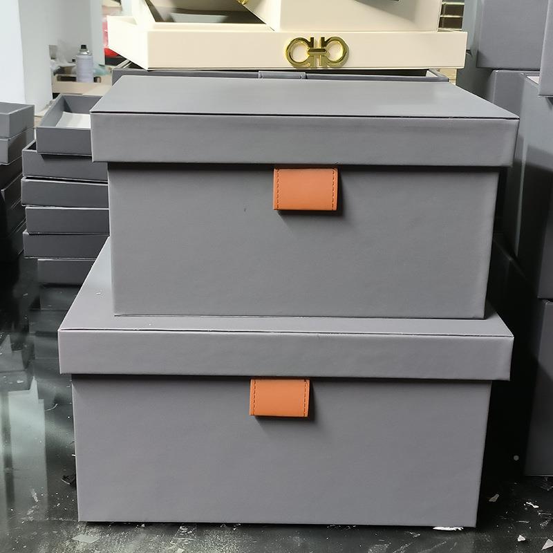 中小皮扣收式木皮革收整纳盒衣服衣柜样板间装品家居质摆件客饰厅