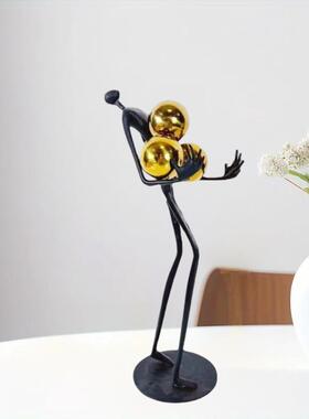 术抱金球人现代抽象人物雕摆件1125酒店过道艺品板间售楼样处塑装