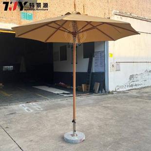 户外闲铝HAG合金双滑轮中柱啡园伞花商业街休咖店摆放中柱伞