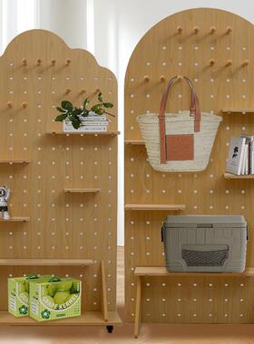 立式洞洞板置物架幼儿园健瑜身伽纳可NXM移架落地商动用直播展收