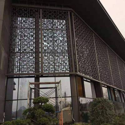 仿外古铝合窗花墙装栅饰铝格隔断花格防盗网中式铝艺古建BJH金筑