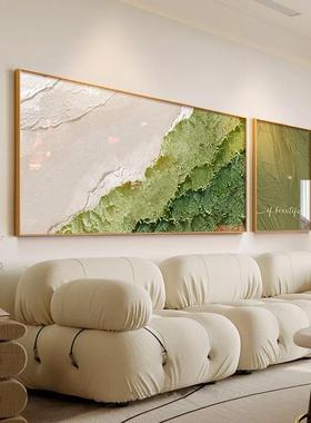 奶油风饰客厅发背景墙装挂画现代画沙简约绿色YUT-0137肌理感抽象