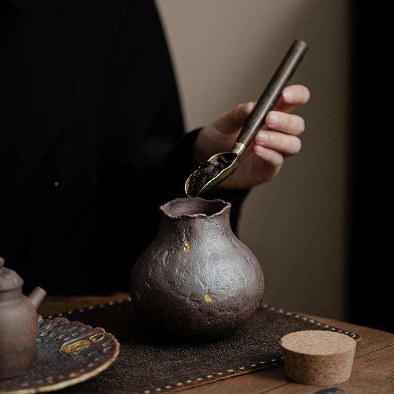瓷老岩泥茶叶罐家用茶叶陶密散罐中式封复NM202493古茶储存罐白茶