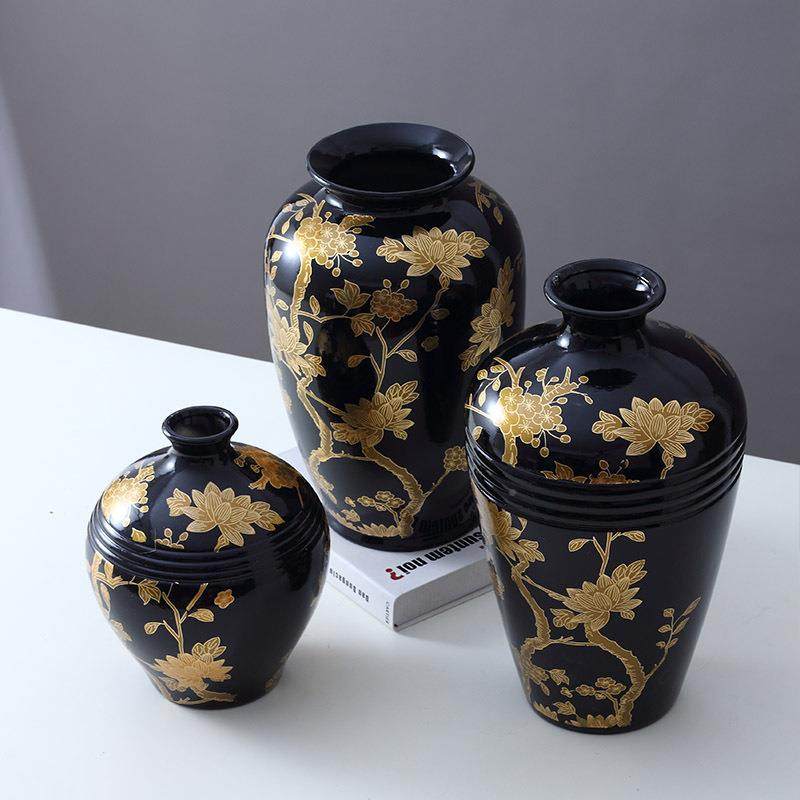 花新中式轻奢大器样房玄关电板视ZZS柜博古架装饰品陶软瓷罐花瓶,橡塑材料及制品,工业陶瓷,淘宝优惠券,粉丝福利购,淘宝优惠卷