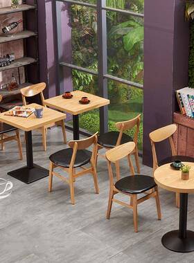 简约奶茶店快餐店桌桌椅商小吃50225店甜品面馆食堂长用方形小圆