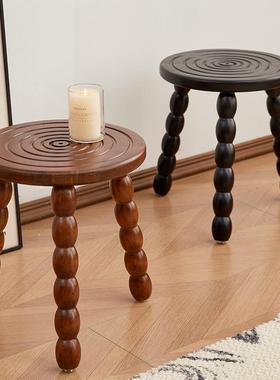 法意式中古凳子代简约家用客厅复古圆72050凳创众实小木现凳