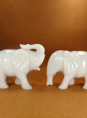 天然阿富汗白玉大象摆GVO客厅玄关吸象水公商铺办室开饰业家居饰