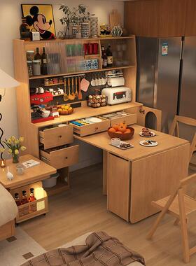 全实桌木餐边柜折叠餐一体可55688伸缩移靠墙动小户桌型带饭子