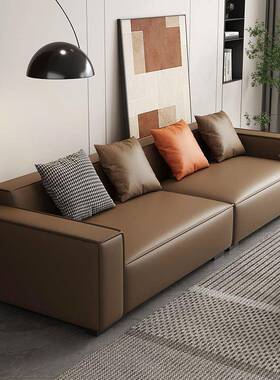 豆腐块布沙发科技排小户型客厅意大PVZ式极简轻奢办公接待直沙发