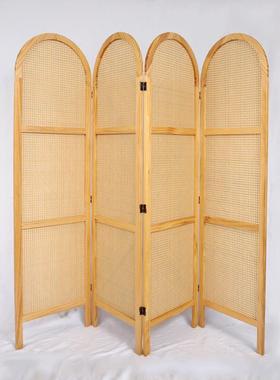 式屏风隔断客进门玄关卧室45437厅遮移挡可动复古藤编折叠实木中
