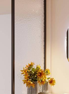 亚克不锈14751钢洗台半墙力超白手水纹璃屏风奶油风油画玻璃玻玄