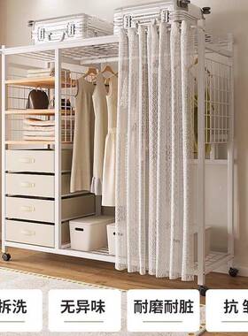 简式易衣柜钢制布柜卧室衣分层收纳家具防尘橱出租房PXF衣开放衣