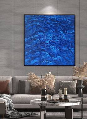 现代象客抽厅装板饰绘画克莱因蓝色系LPK酒店别墅样间壁画纯手油