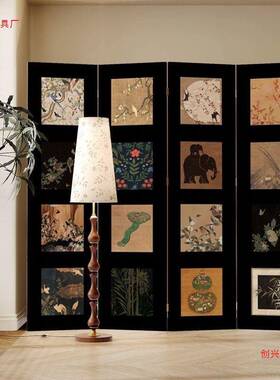 法式古屏风隔断客折厅餐厅卧中室装玄关遮挡可折叠移动复91903古