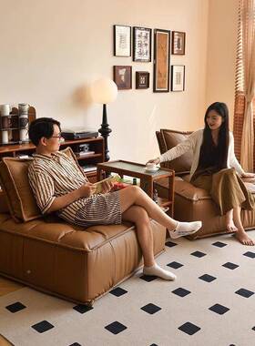 黑奢方尚品豆腐块沙懒发PAQ可组合直手排卧室奶油风块无扶人小户