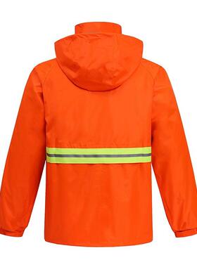 橙色环卫保洁工人雨劳保分体雨衣雨套装道BFG路施裤工衣雨反光防