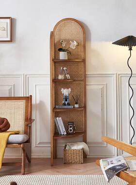 日式实木藤编角角94799柜角家用小户型多层置物架民宿简约室墙卧