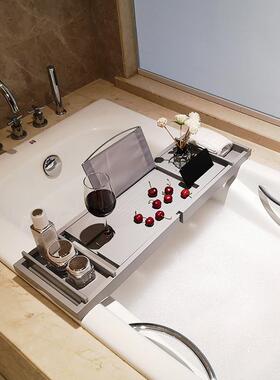 浴缸8457架制多功能缸置物架浴盆托竹盘支架红泡浴澡酒支架浴缸置