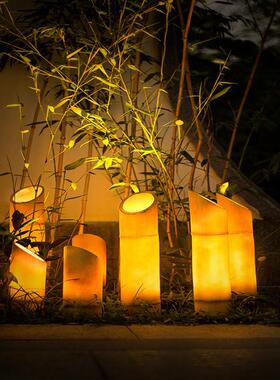 led发光仿真竹子灯网红户外防水树脂竹筒灯花园路边景区庭院造景