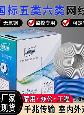网线超6类千兆国标六类超5类cat6五类SFTP屏蔽成品监控专用网络线