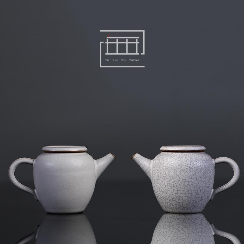创意平盖小泡壶粗陶可养开片茶具单壶刻制logo仿古漳州窑茶壶