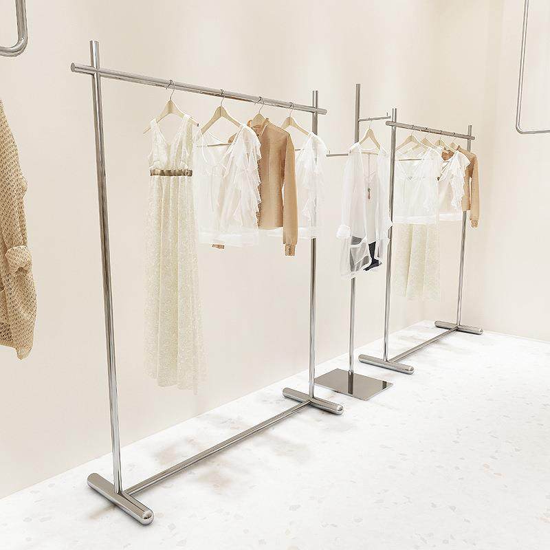 极简服装店展示架不锈钢落地挂衣架高档衣架服装陈列道具女装专用
