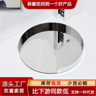 轻奢圆形不锈钢工艺品果盘客厅桌面金属托盘创意样板房装饰品摆件