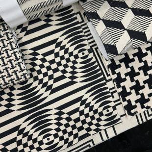 门幅145cm全棉几何图案现代简约黑黄沙发布抱枕布软装 面料