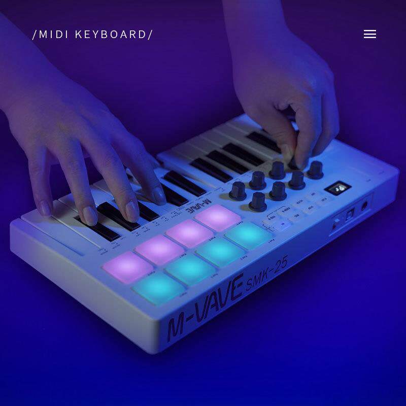 M-VAVE新款25键MIDI键盘编曲控制器电子音乐打击垫专业电脑迷笛