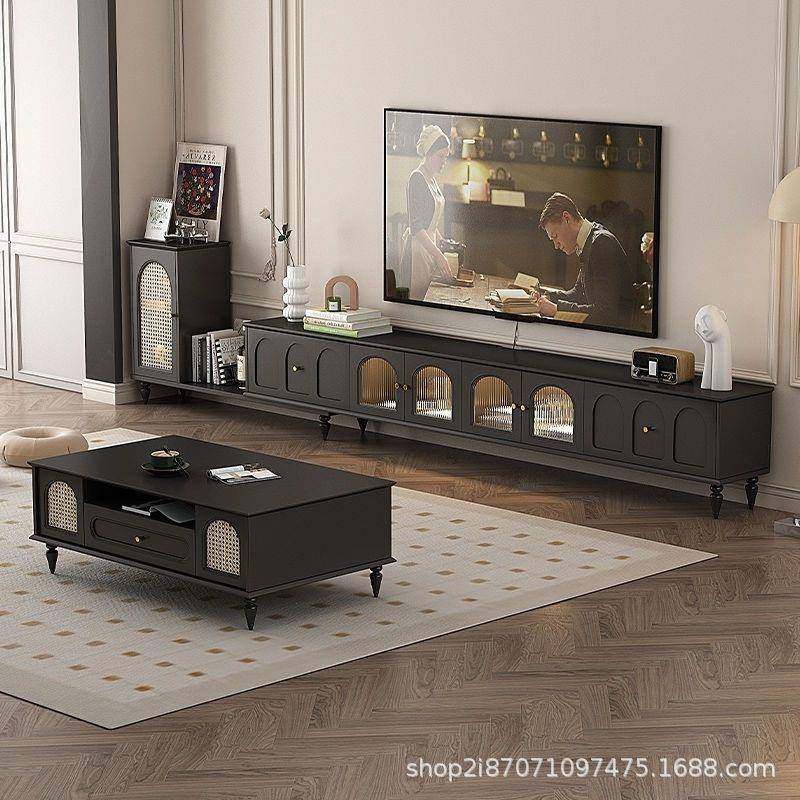 复古伸缩电视柜加边柜客厅美式高低组合柜黑色落地茶几轻奢高级感,纺织面料/辅料/配套,纺织机械配件,淘宝优惠券,粉丝福利购,淘宝优惠卷