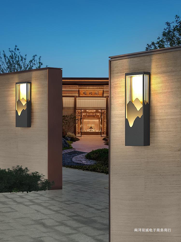 新中式太阳能防水户外长条壁灯