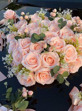 头主婚车装拉饰车花套结婚车队花布置花车头车花吸94815全盘式