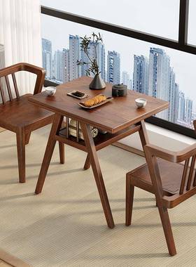 阳台小茶创桌三套新款茶桌木46404椅组合实家用意休闲件小户型一